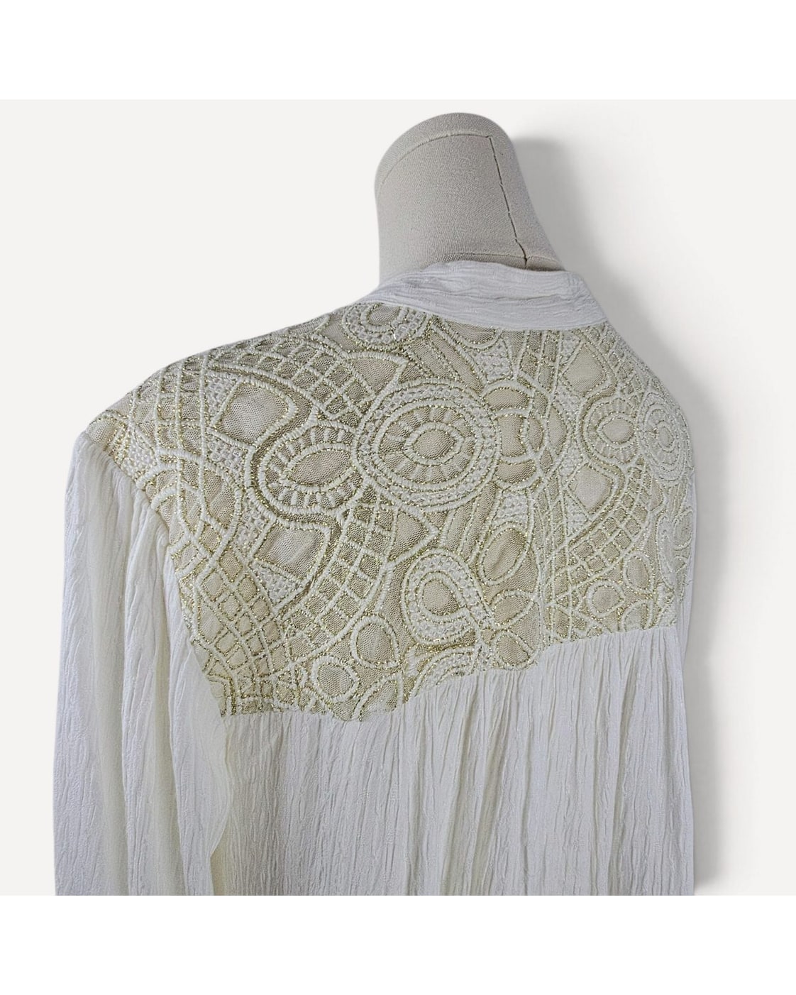 Free People Lace Yoke Button-Front Blouse
