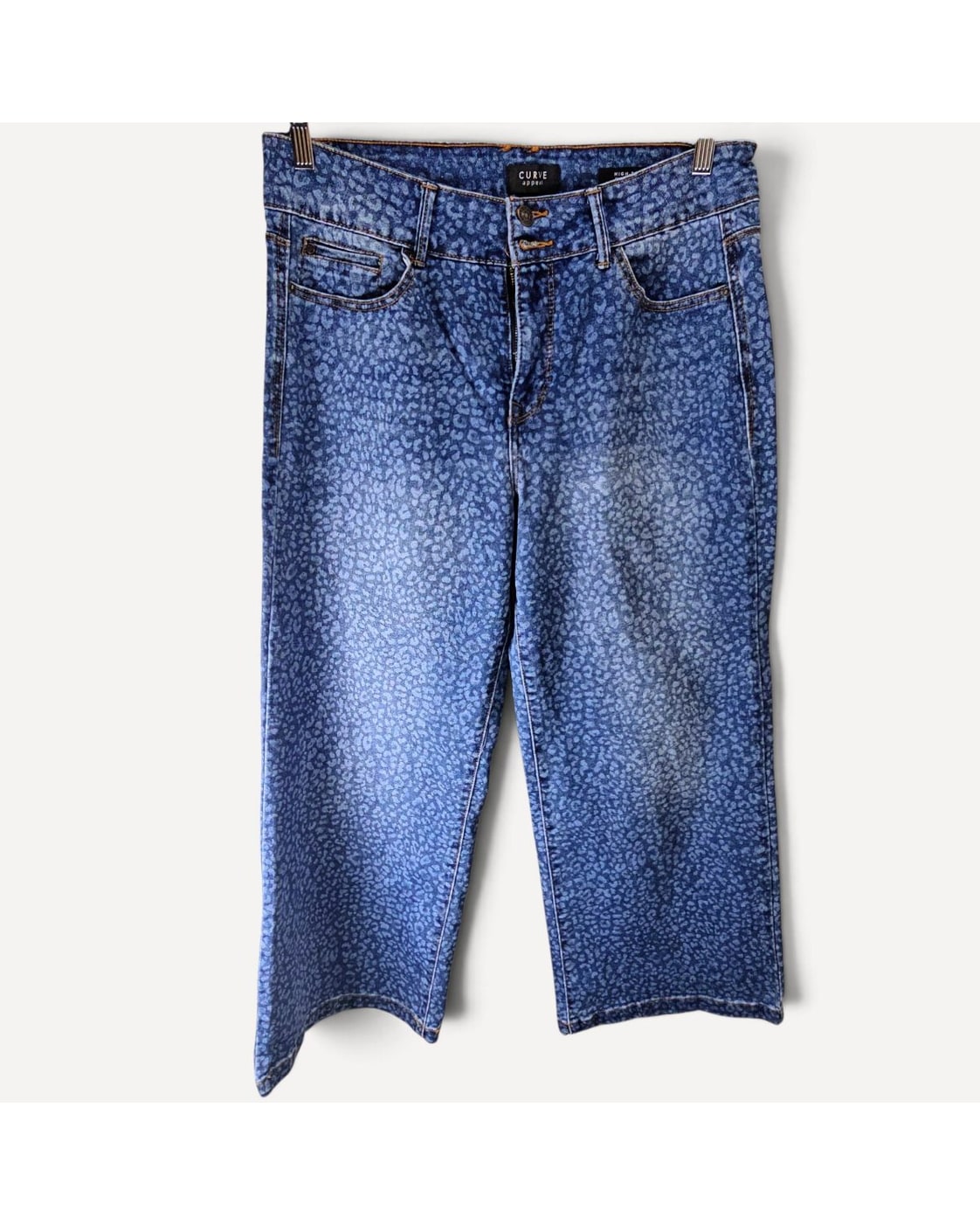 Curve Appeal High-Rise Wide Leg Leopard Print Jeans