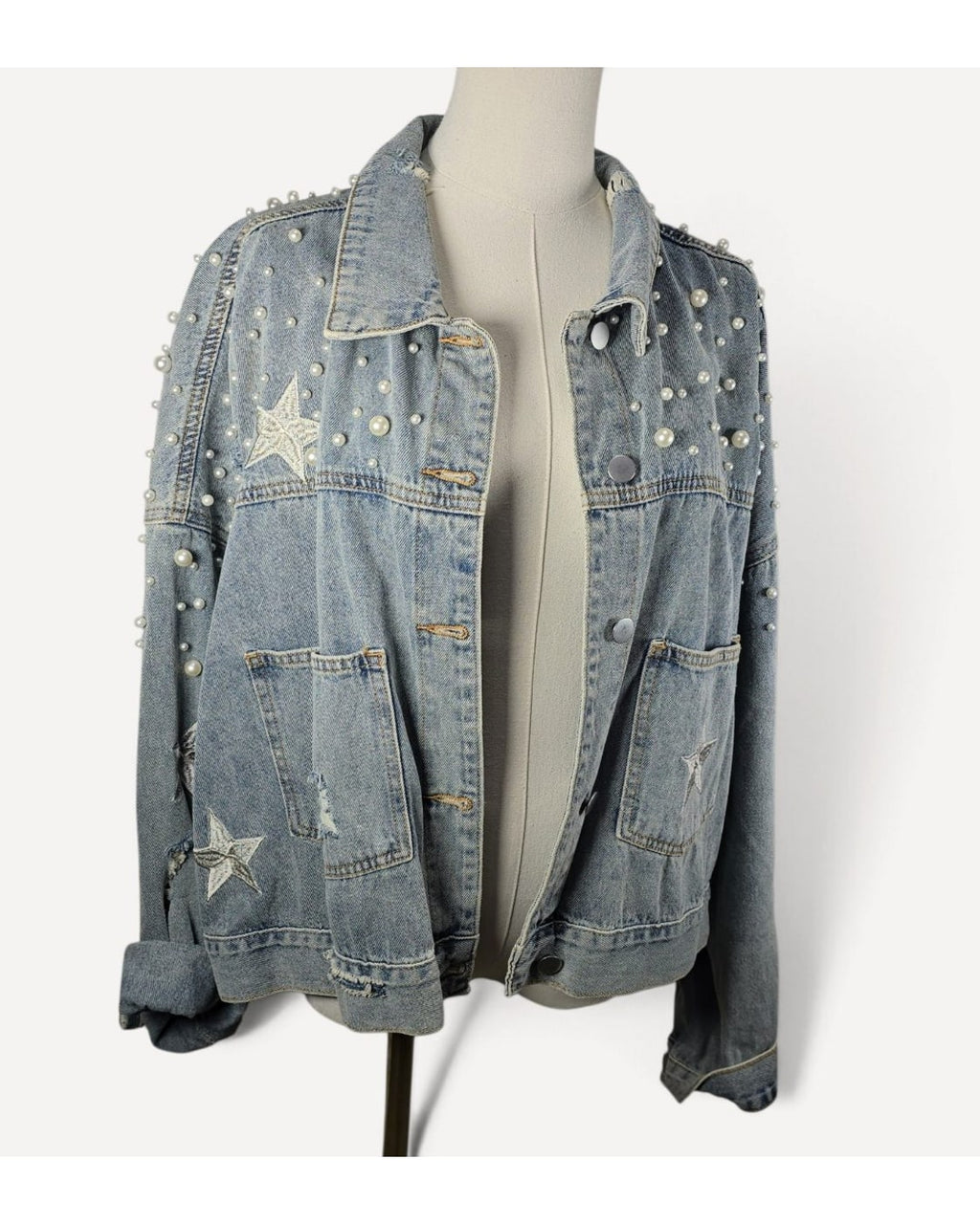 VICI Pearl Embellished Star Denim Jacket - Style# FWJ16