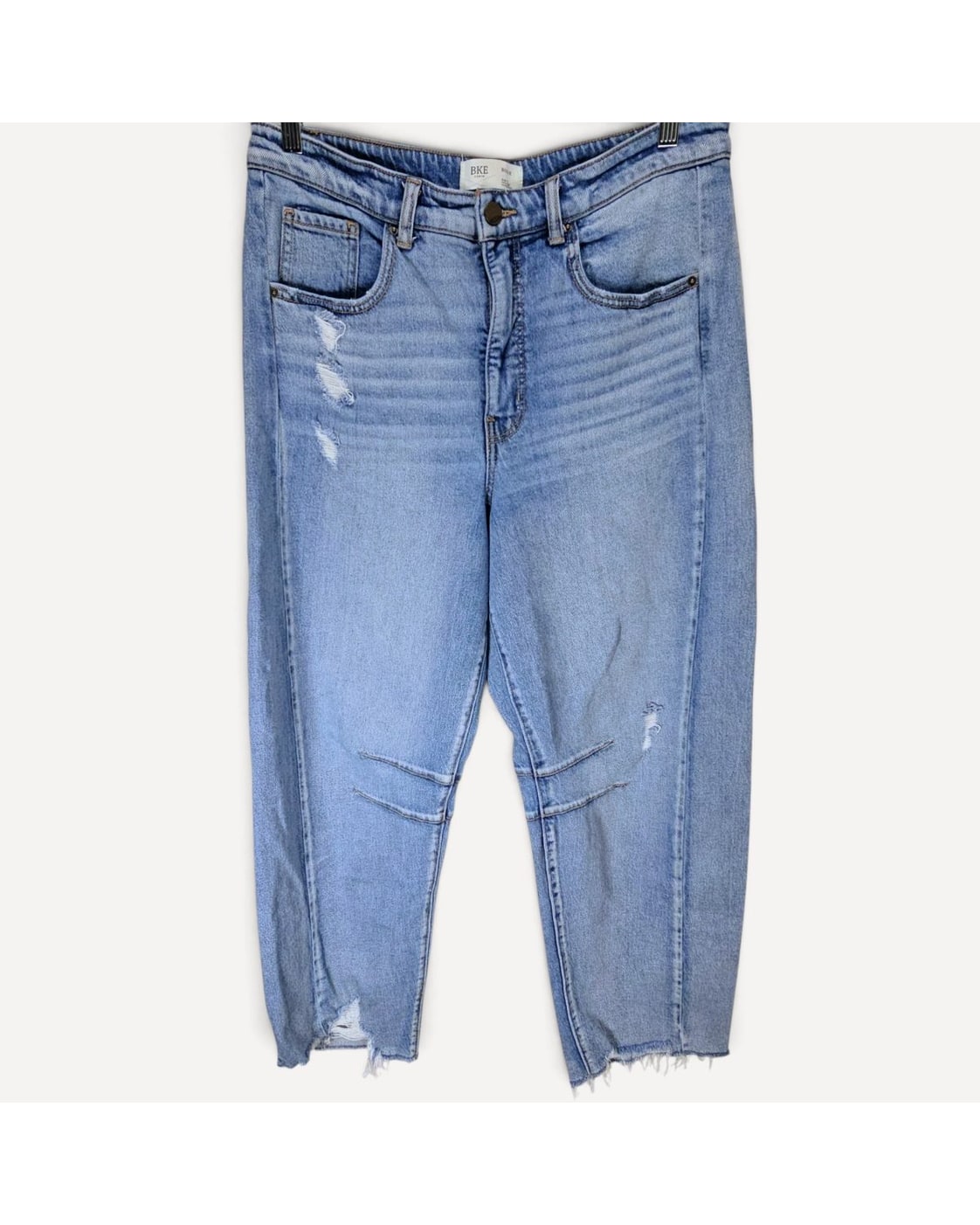 Blue BKE Billie Horseshoe Distressed Slim Jeans, size 31x28