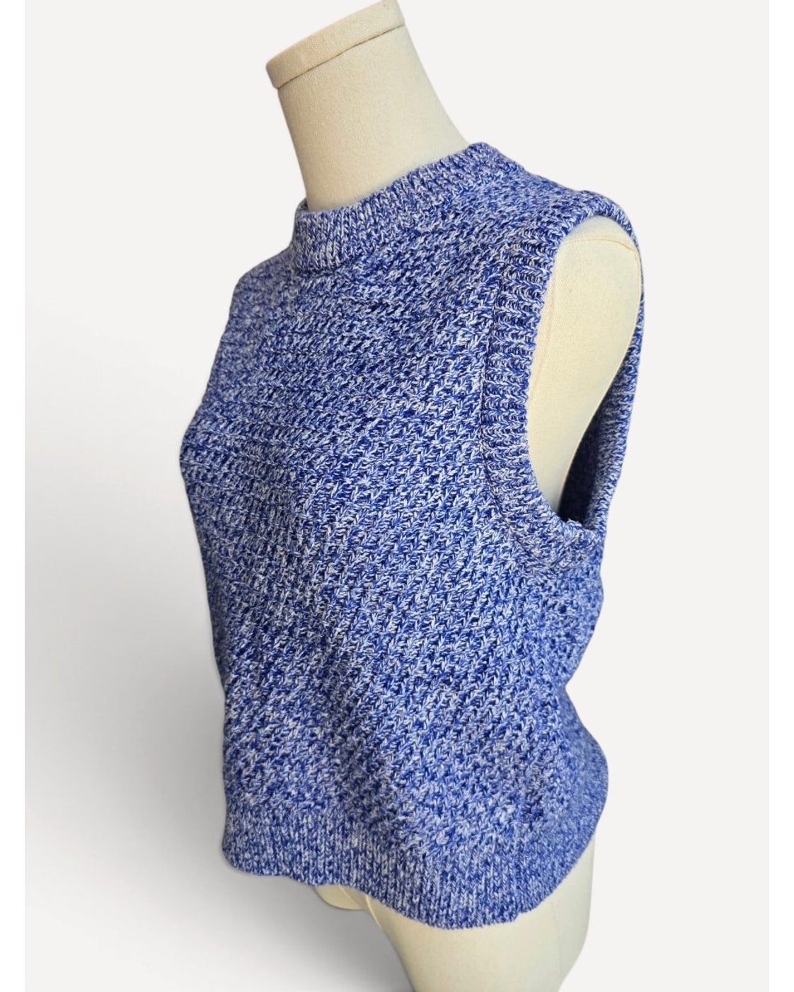 Blue Buttermelon Ribbed Knit Mock Neck Sweater Vest, size S