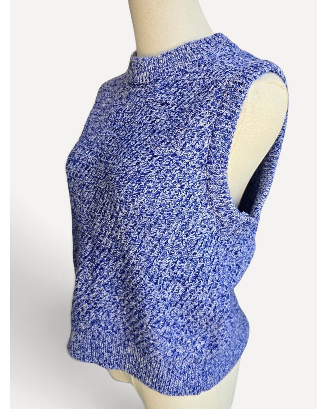 Blue Buttermelon Ribbed Knit Mock Neck Sweater Vest, size S – photo 2