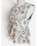 Beige Zara Floral Embroidered Peplum Top - Style# 2142/147/070 - NWT, size S