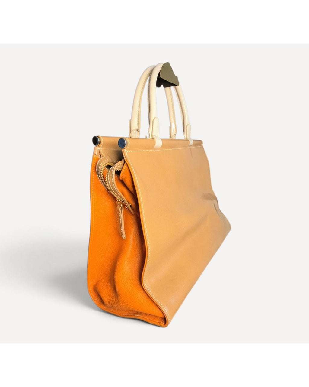 Beige IACUCCI Patent Leather Frame Tote