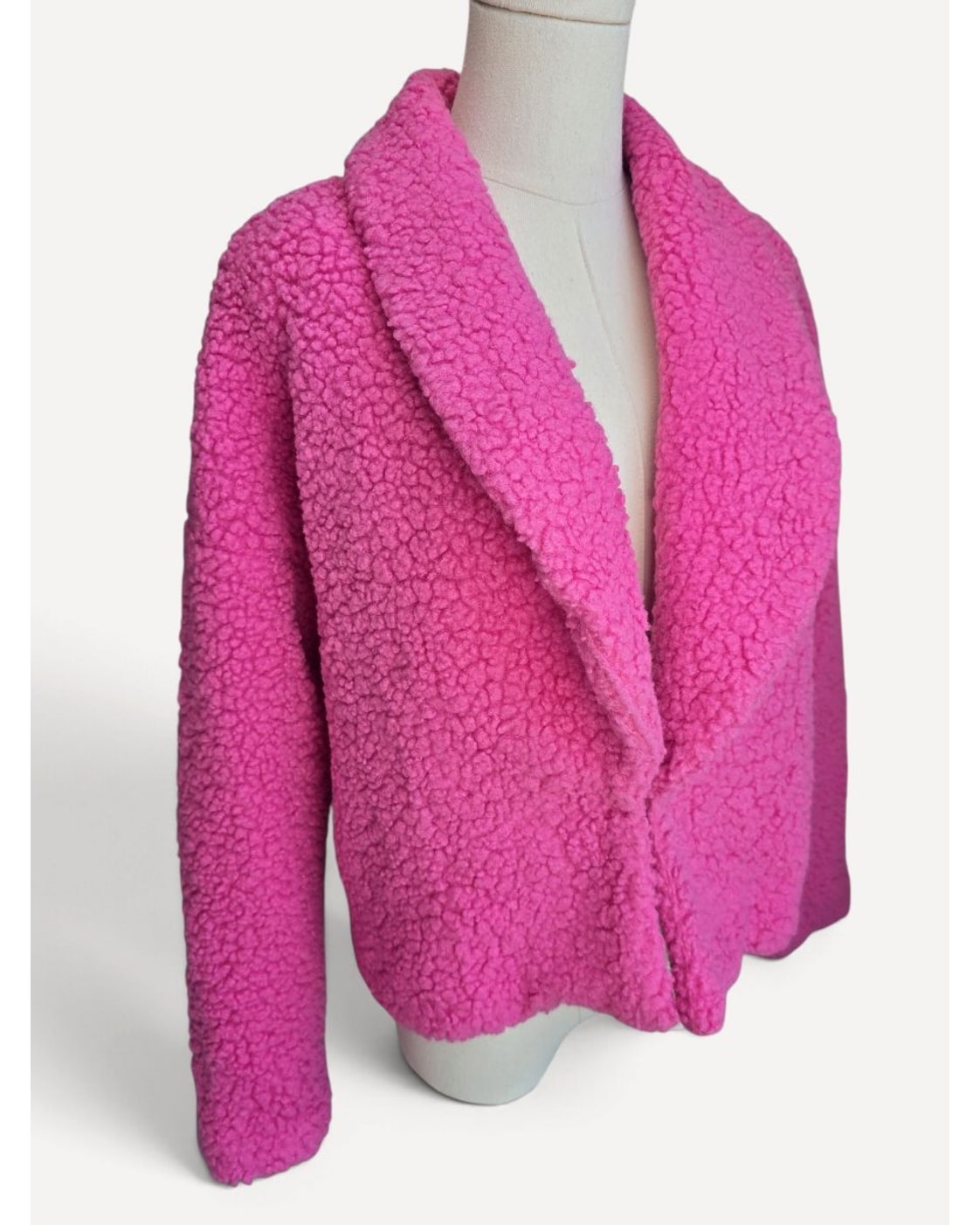 Pink Sugar Lips Sherpa Shawl Collar Jacket, size XS