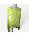 Green Free People Ribbed Henley Knit Top, size S