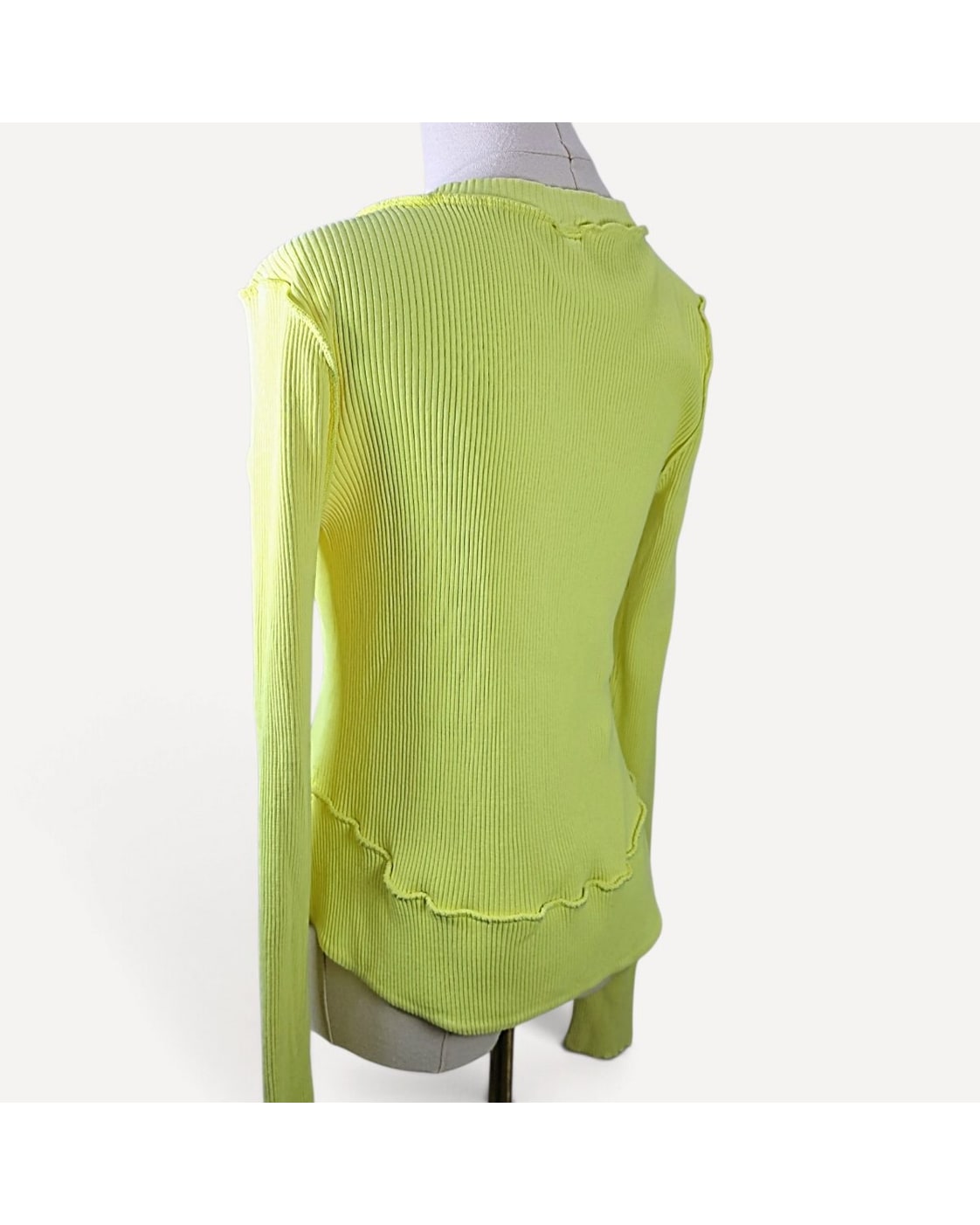 Green Free People Ribbed Henley Knit Top, size S – photo 2