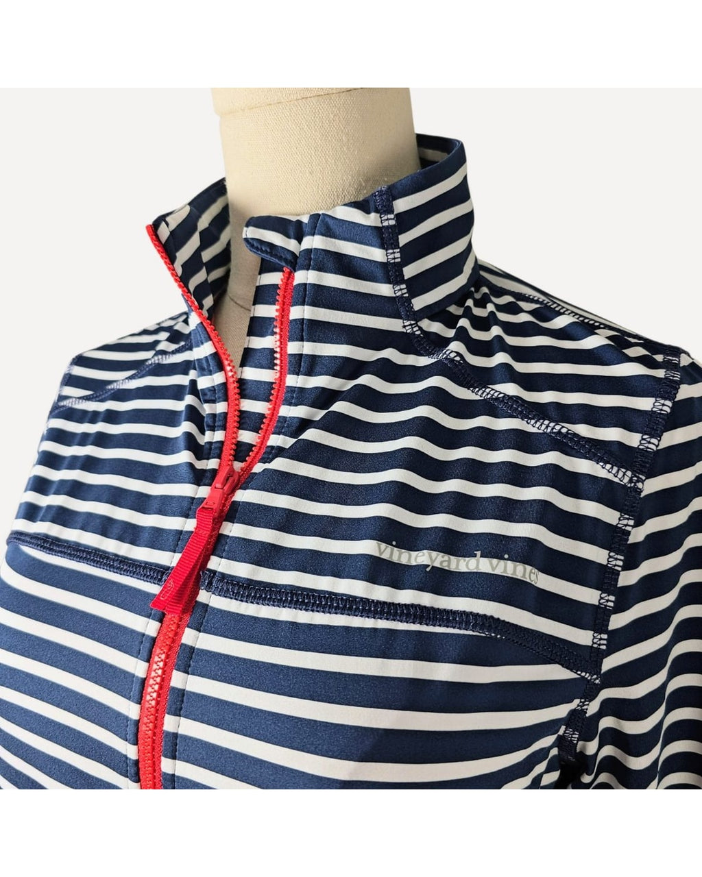 Navy Vineyard Vines Performance Striped Full-Zip Jacket, size XS – photo 3
