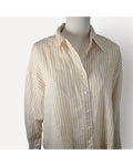 Beige Stradivarius Striped Button-Down Shirt, size S