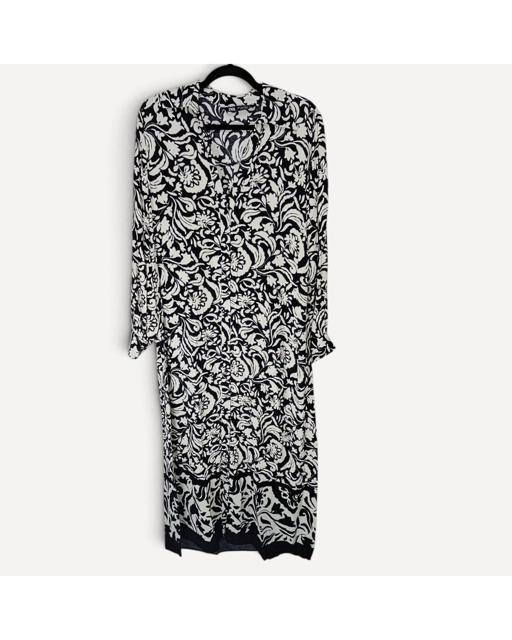 Beige Zara Floral Print Maxi Shirt Dress, size S – photo 2