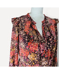 Multicolor Julia Jordan Floral Ruffle-Collar Maxi Dress, size 4