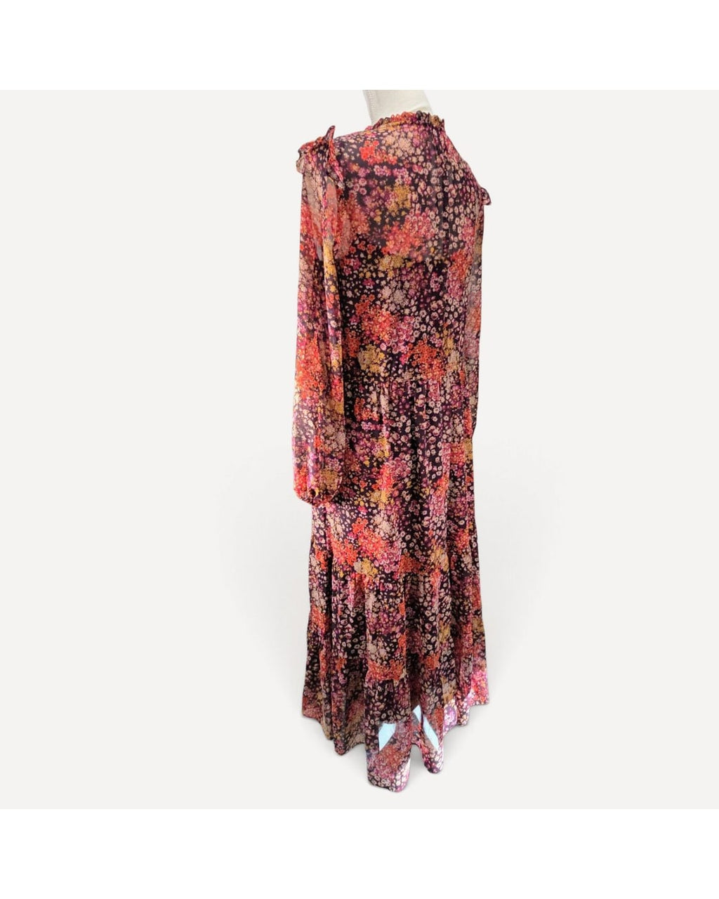 Multicolor Julia Jordan Floral Ruffle-Collar Maxi Dress, size 4 – photo 3