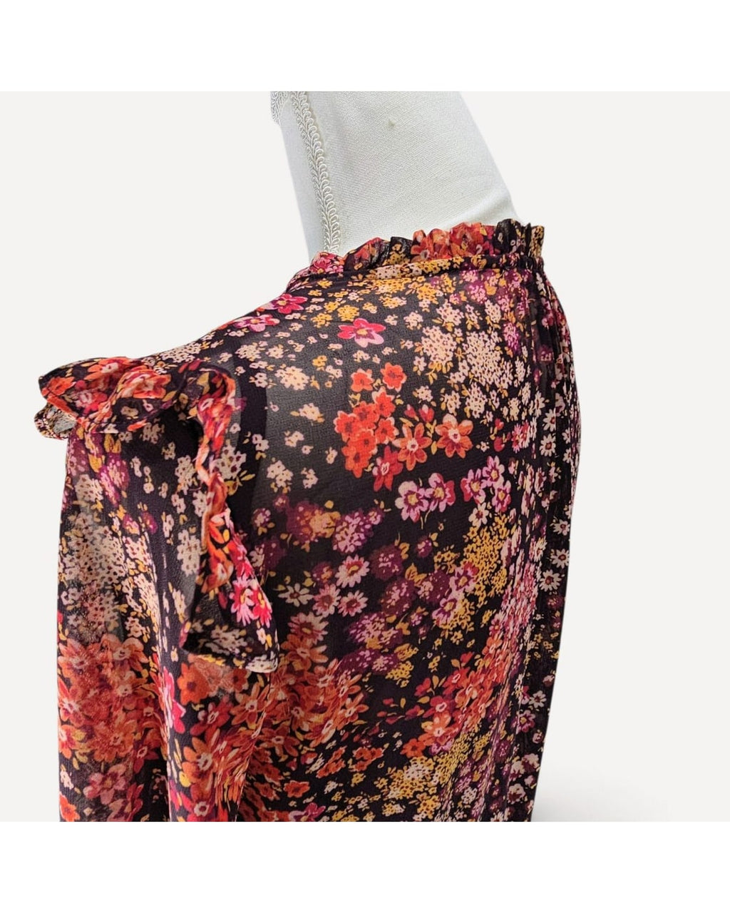 Multicolor Julia Jordan Floral Ruffle-Collar Maxi Dress, size 4 – photo 4