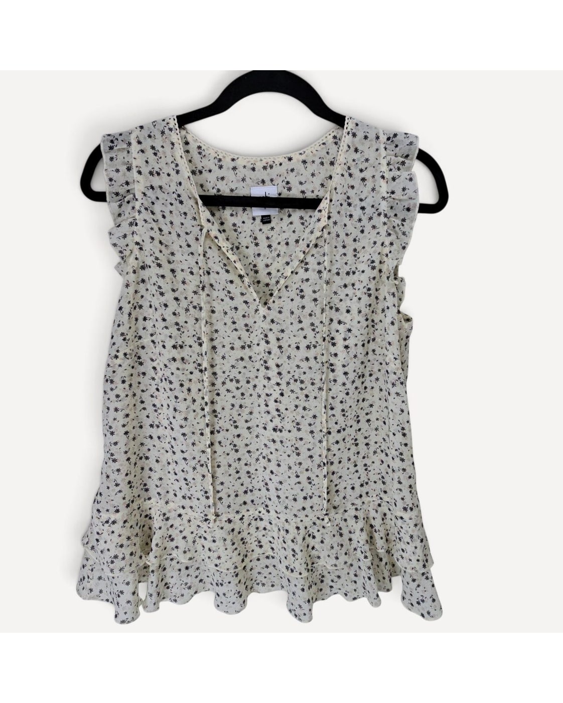 Multicolor Cabi Ditsy Floral Ruffle Peplum Blouse - #6109, size S