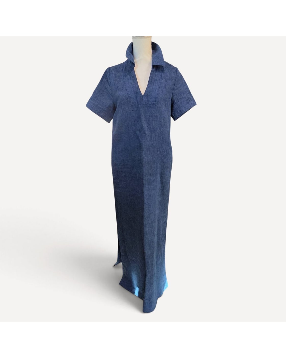 Navy Banana Republic Linen Polo Collar Maxi Dress, size S