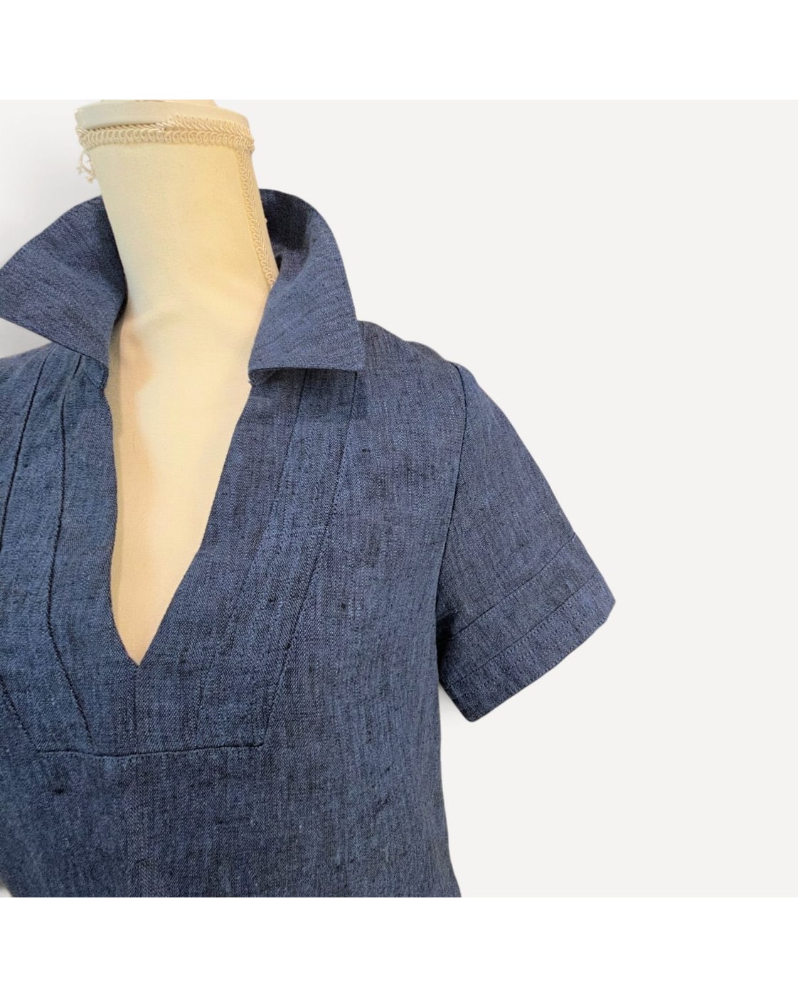 Navy Banana Republic Linen Polo Collar Maxi Dress, size S – photo 2