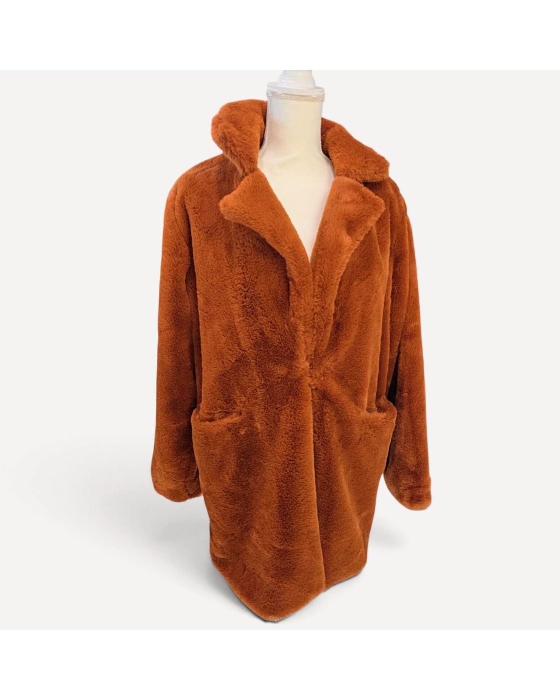 Orange Blanknyc Faux Fur Teddy Coat, size S