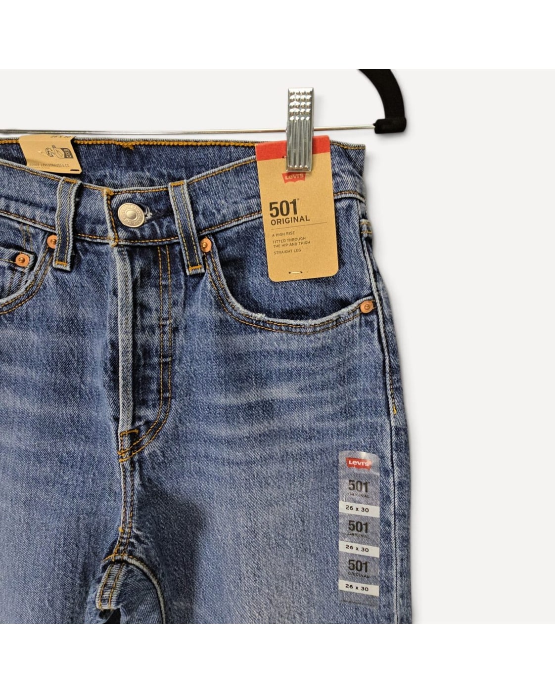 Blue Levi's 501 Original Straight Jeans - #501, size 26x30 – photo 2