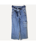 Blue Veronica Beard Belisa Wide Leg Cargo Jean, size 26
