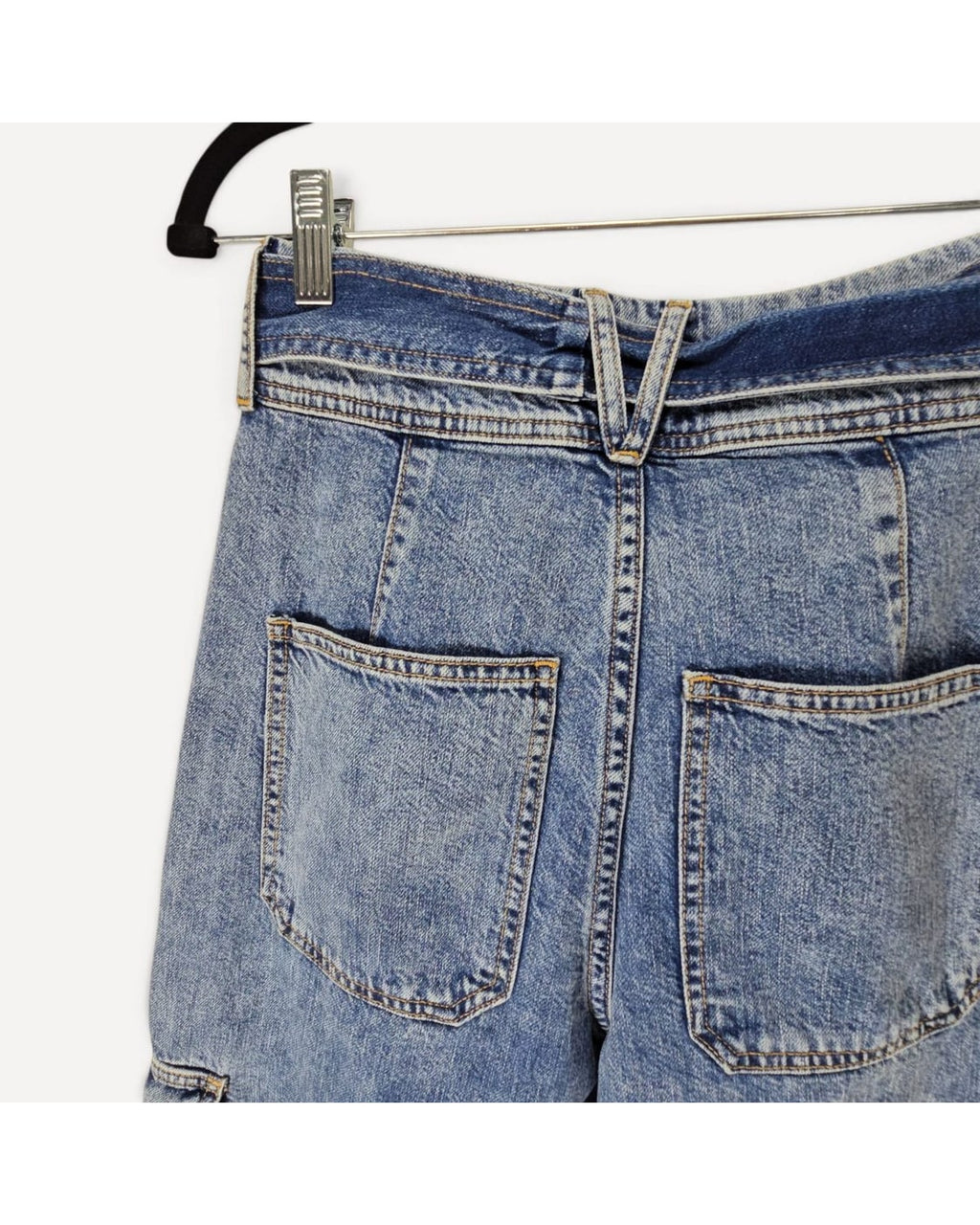 Blue Veronica Beard Belisa Wide Leg Cargo Jean, size 26 – photo 3
