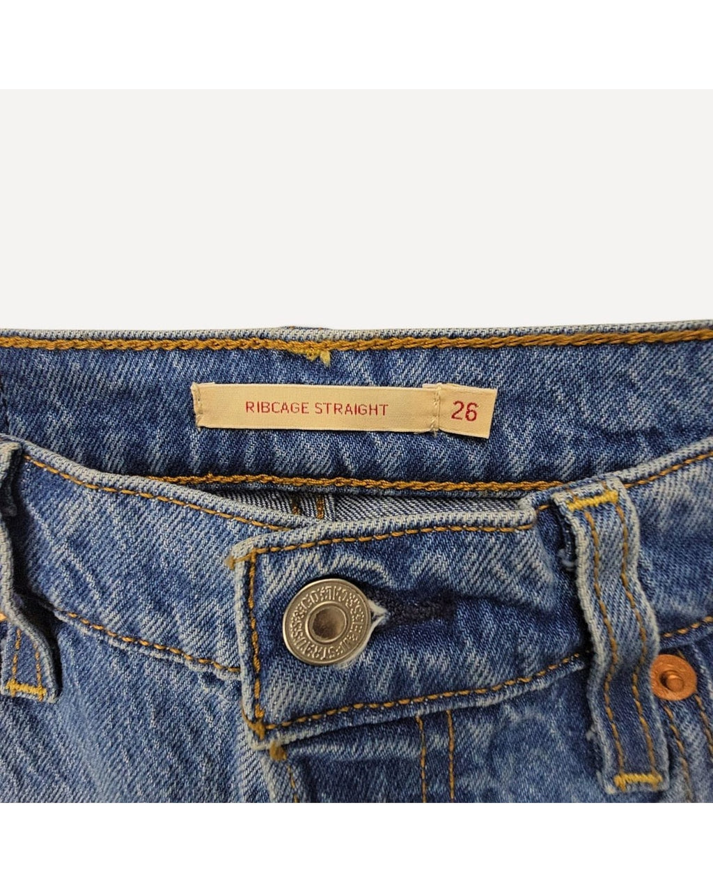 Blue Levi's Ribcage Straight Jeans 26x32, size 26 – photo 3