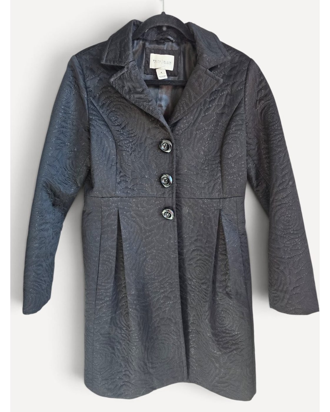 White House Black Market Rose Jacquard Pleated Coat, size M