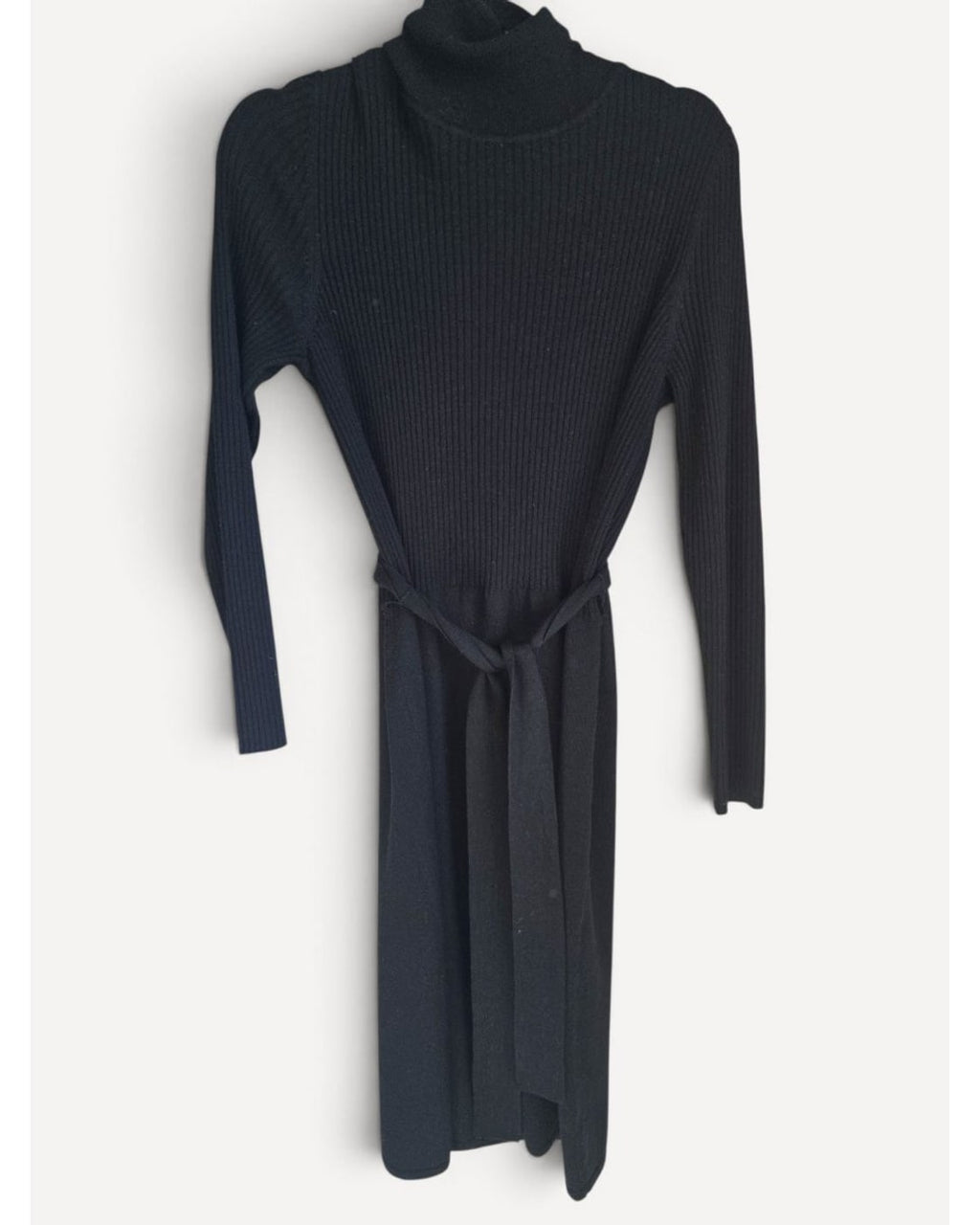 Black Talbots Ribbed Turtleneck Tie-Waist Sweater Dress, size S