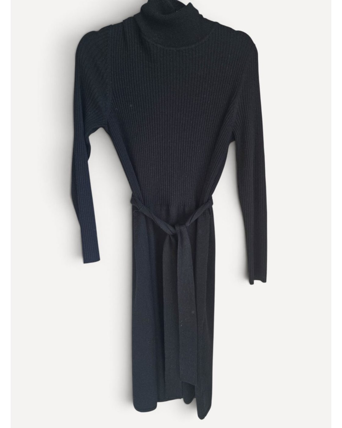 Black Talbots Ribbed Turtleneck Tie-Waist Sweater Dress, size S