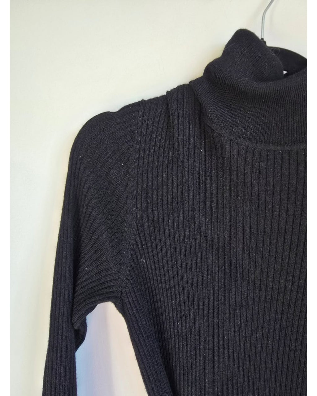 Black Talbots Ribbed Turtleneck Tie-Waist Sweater Dress, size S – photo 2