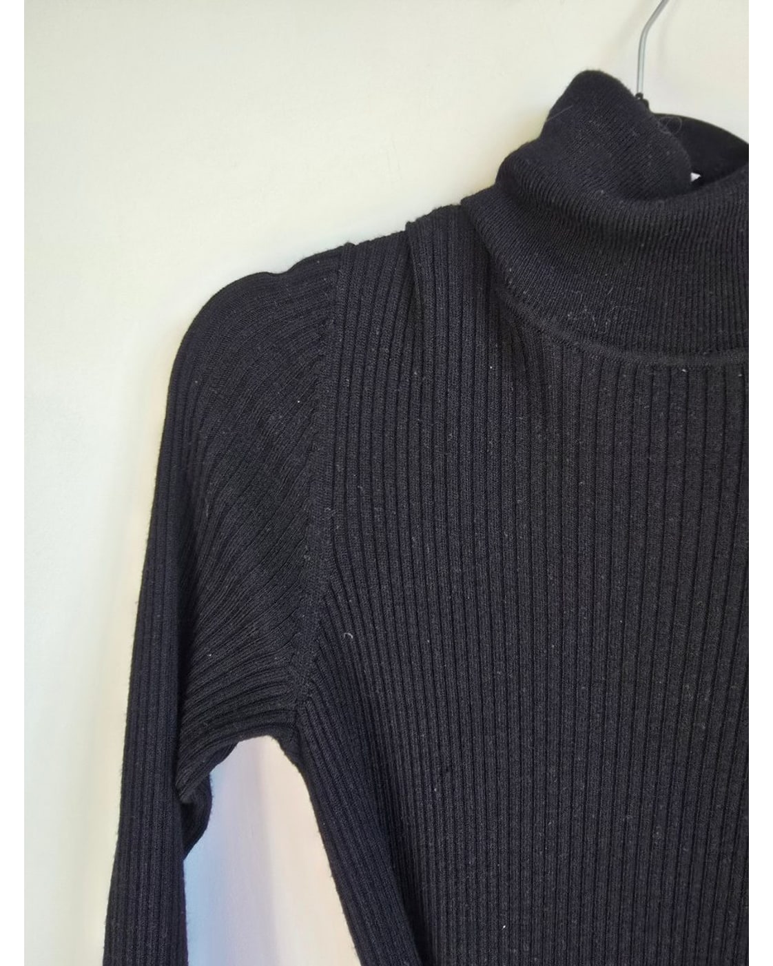 Black Talbots Ribbed Turtleneck Tie-Waist Sweater Dress, size S – photo 2