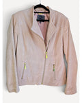 Pink Queen Collection Perforated Leather Moto Jacket, size M