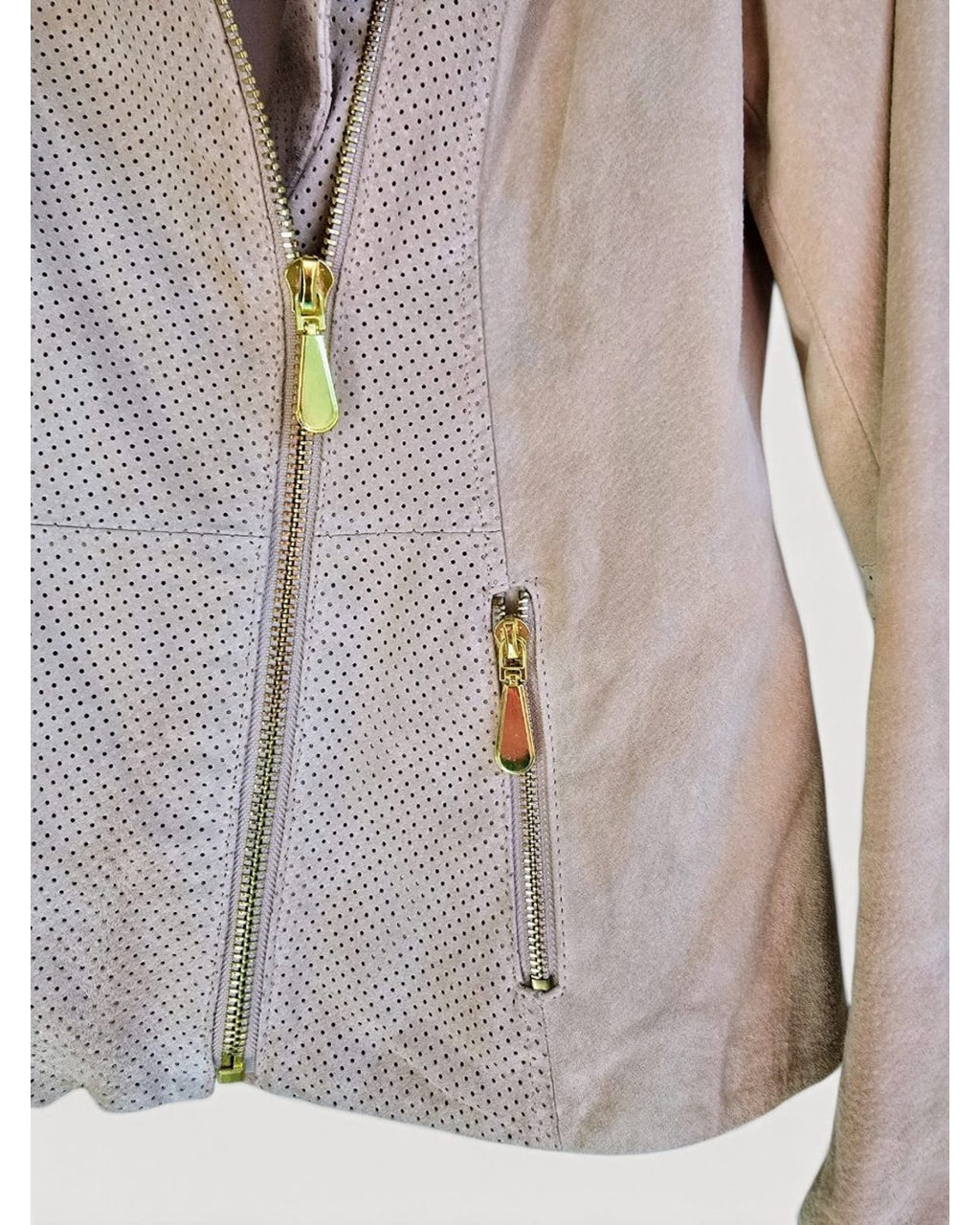 Pink Queen Collection Perforated Leather Moto Jacket, size M – photo 3
