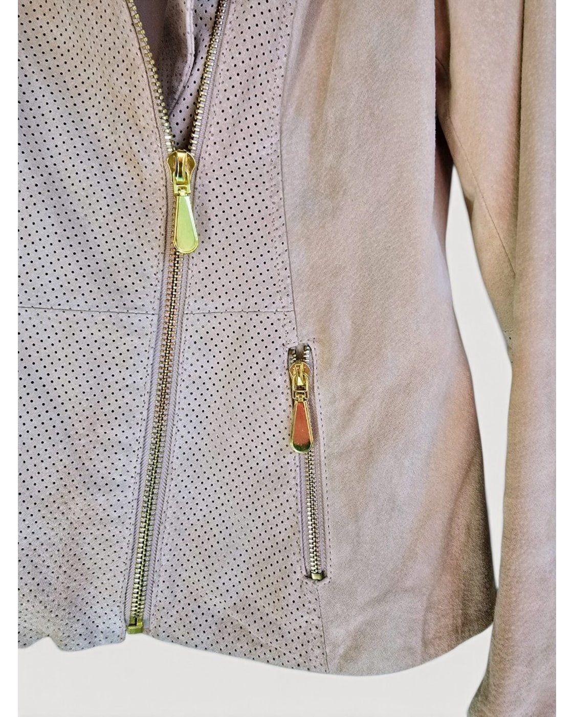 Pink Queen Collection Perforated Leather Moto Jacket, size M – photo 3