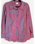 Pink Cabi Striped Button-Down Shirt - #6083 Regatta Shacket - #6083, size M
