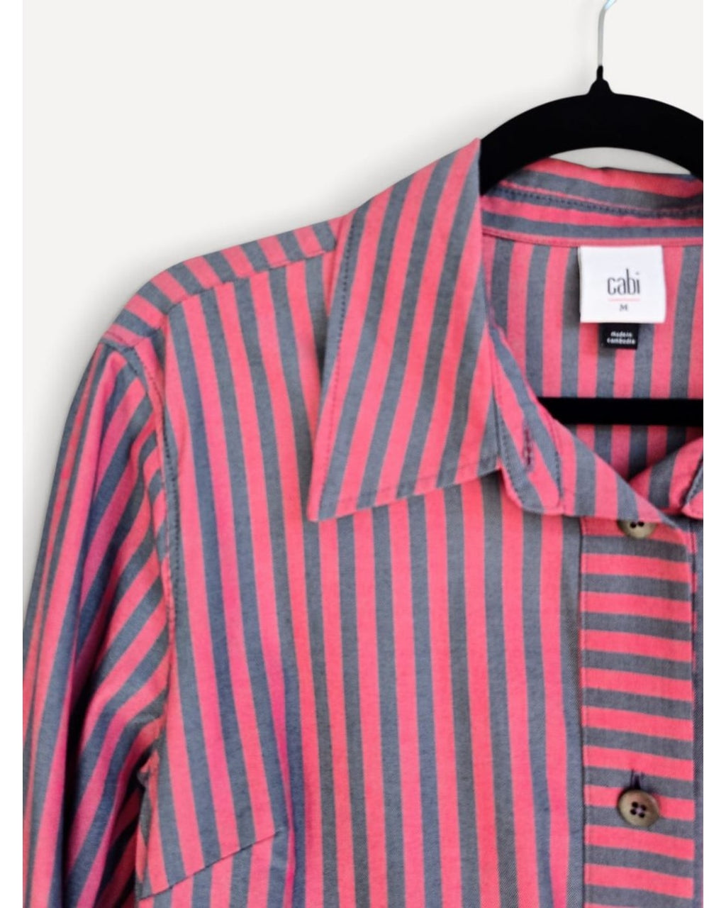 Pink Cabi Striped Button-Down Shirt - #6083 Regatta Shacket - #6083, size M – photo 4