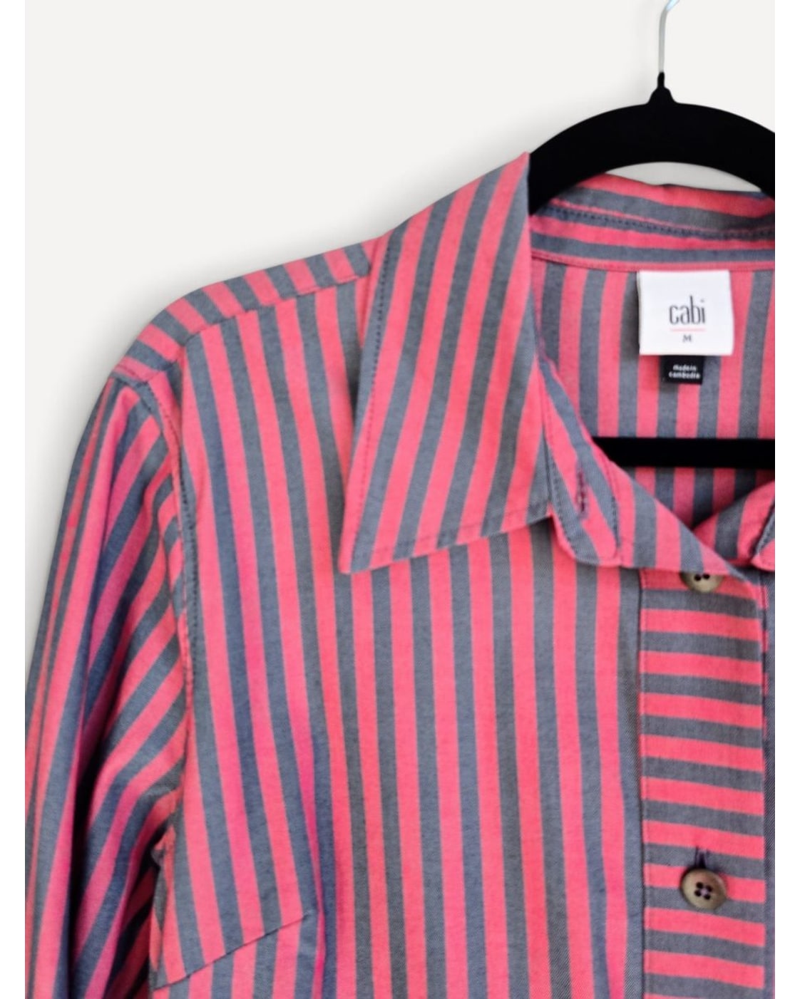 Pink Cabi Striped Button-Down Shirt - #6083 Regatta Shacket - #6083, size M – photo 4