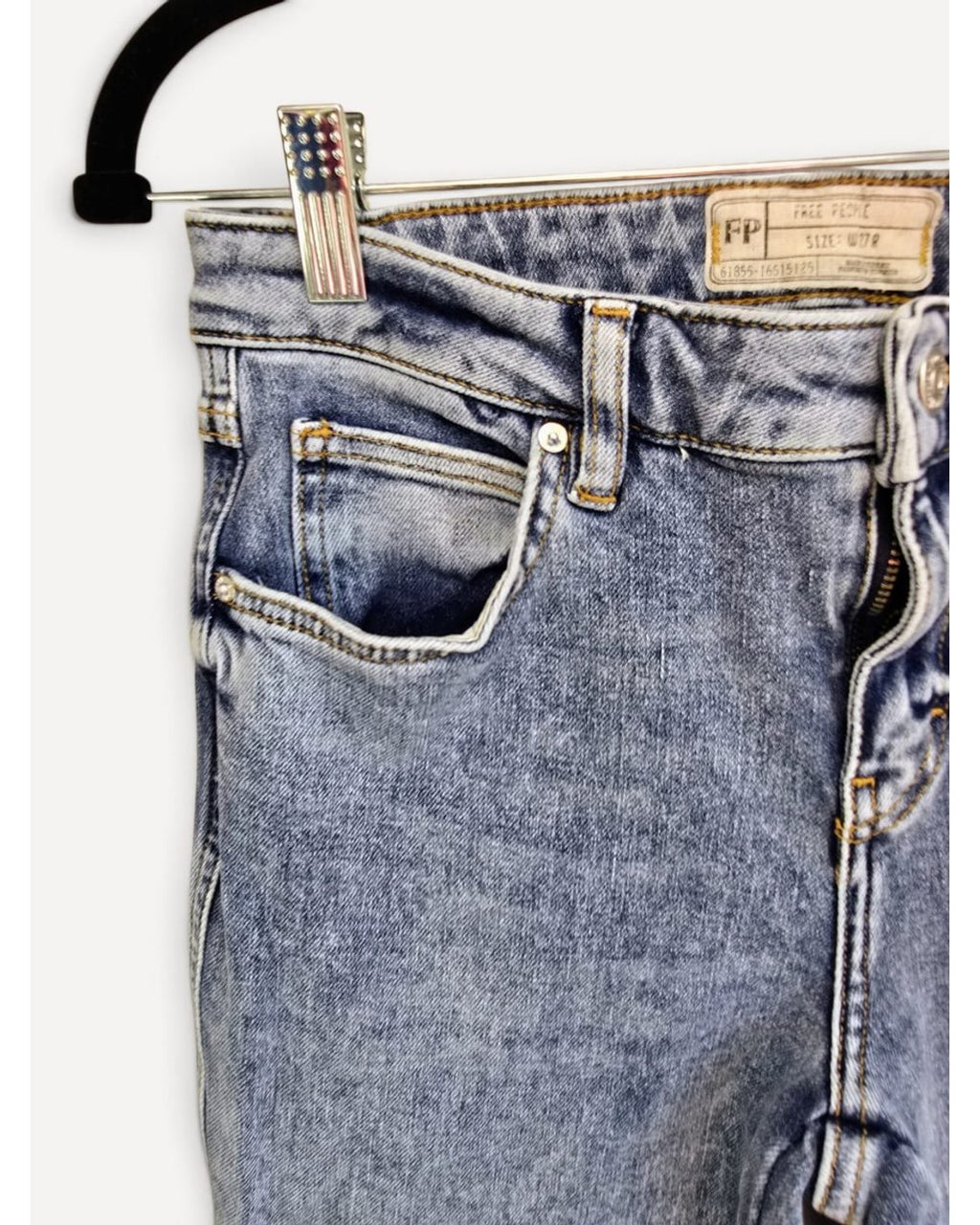Blue Free People Raw Hem Cropped Straight Jeans - #61855-16515125, size W27R – photo 2