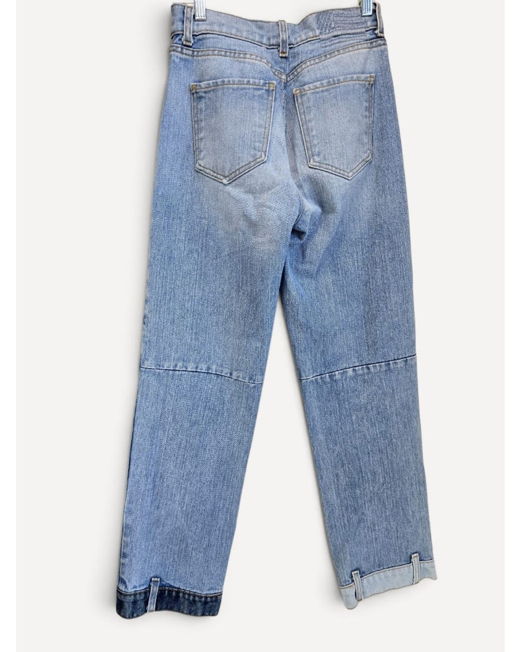 Blue Revice Denim Patchwork Straight Leg Jeans, size 26 – photo 3