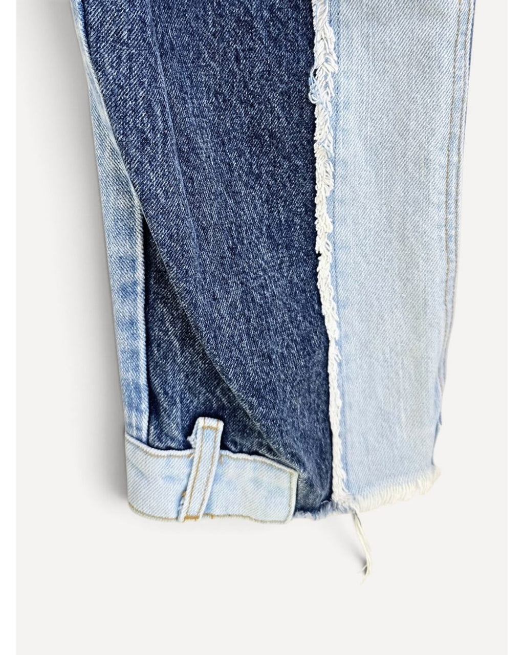 Blue Revice Denim Patchwork Straight Leg Jeans, size 26 – photo 4