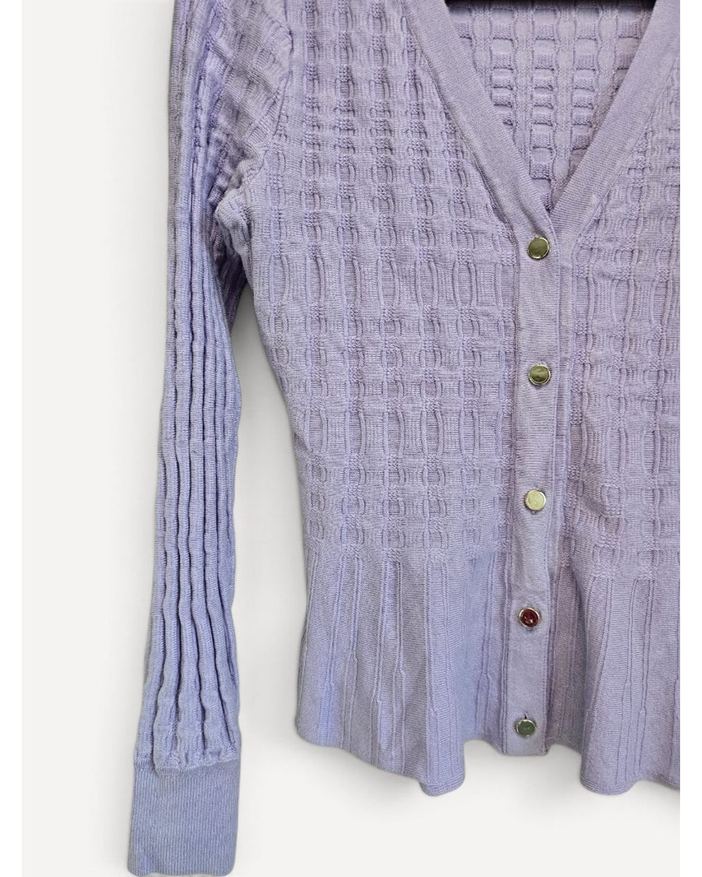 Purple Whbm Outlet Textured Knit Peplum Cardigan, size M