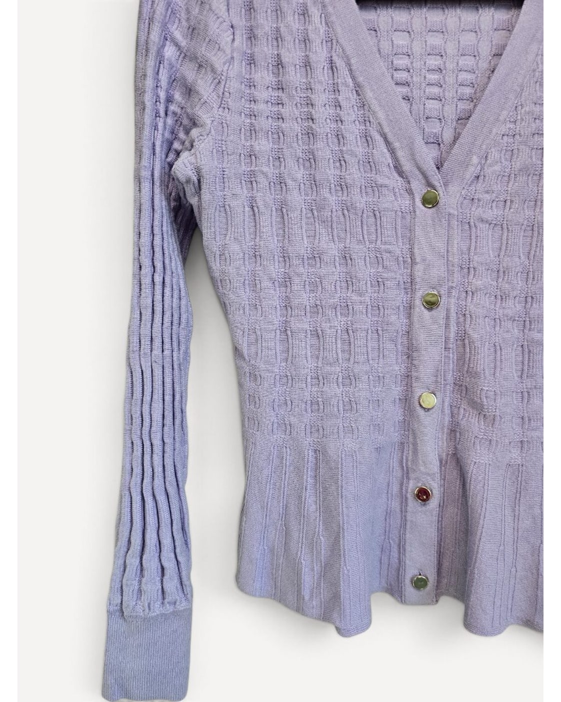 Purple Whbm Outlet Textured Knit Peplum Cardigan, size M