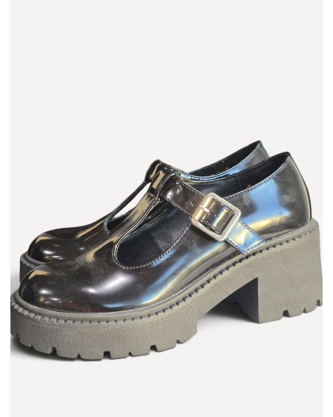 Black Madden Girl Patent T-Strap Platform Mary Janes - #24380, size 7.5 – photo 2