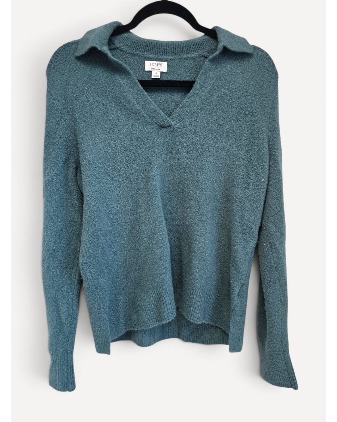 Blue J.Crew Extra-Soft Collared V-Neck Sweater, size S