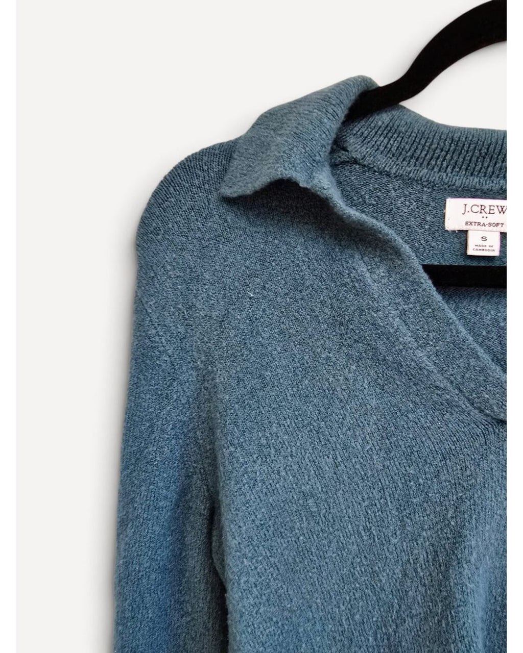 Blue J.Crew Extra-Soft Collared V-Neck Sweater, size S – photo 2