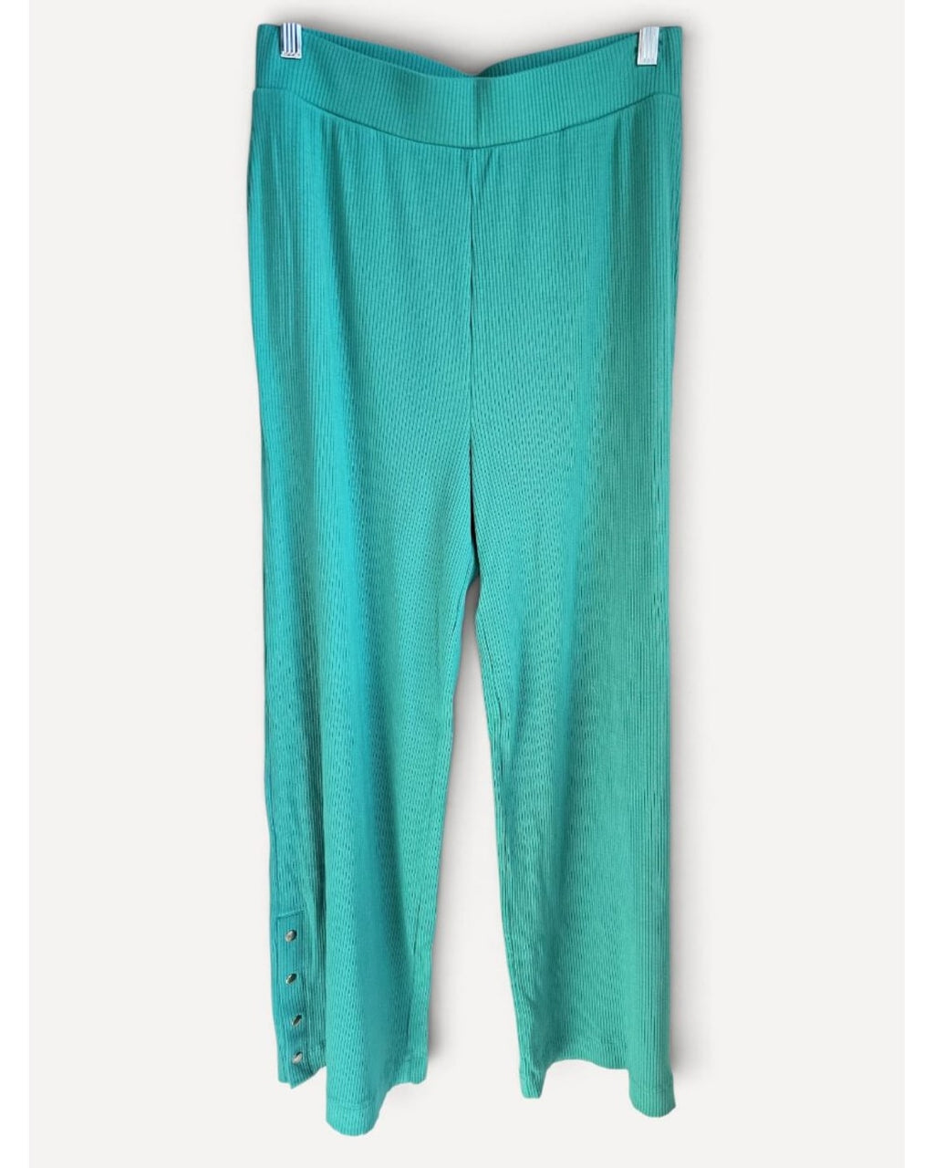 Blue Terez Snap-Ankle Wide Leg Knit Pants, size L