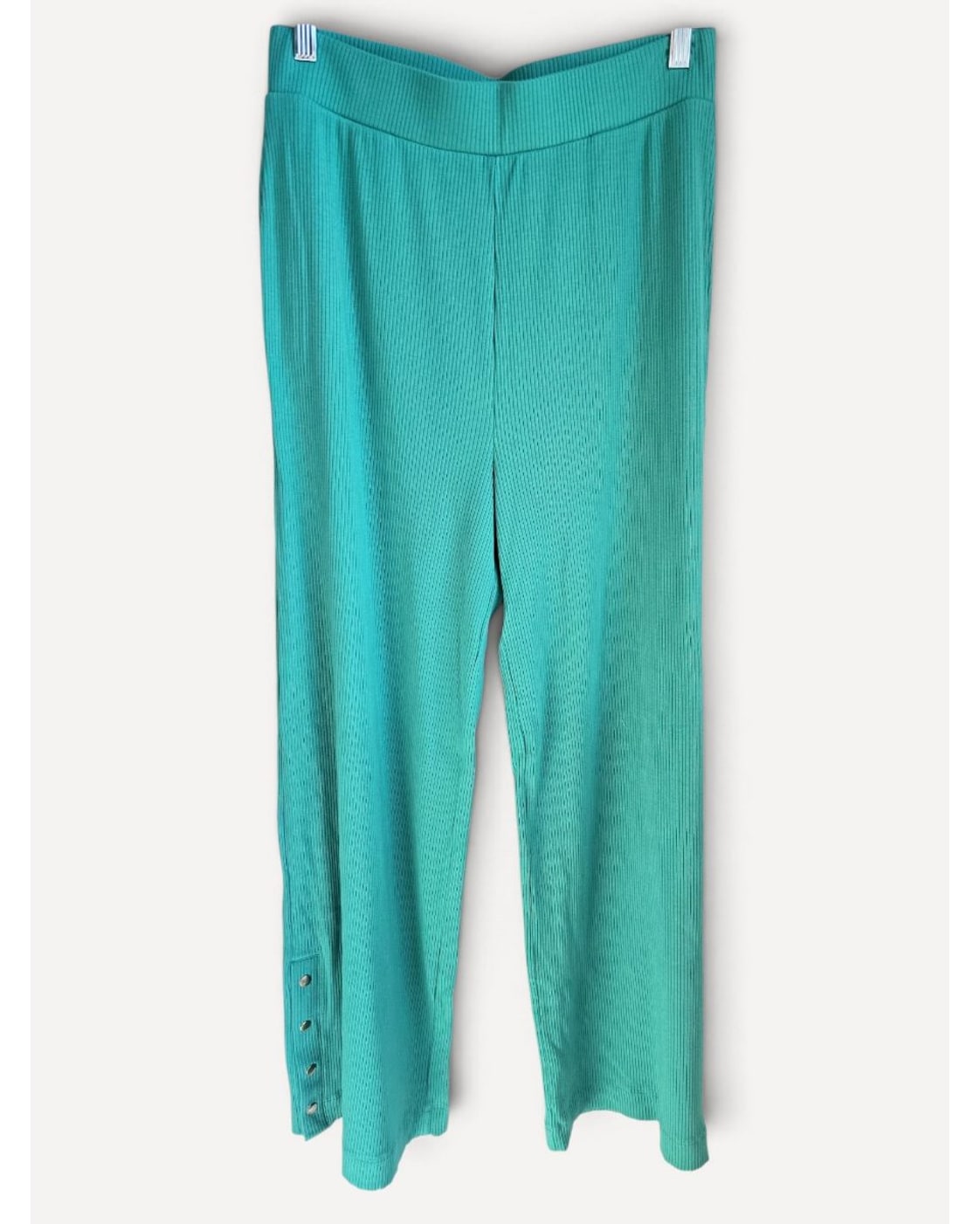 Blue Terez Snap-Ankle Wide Leg Knit Pants, size L