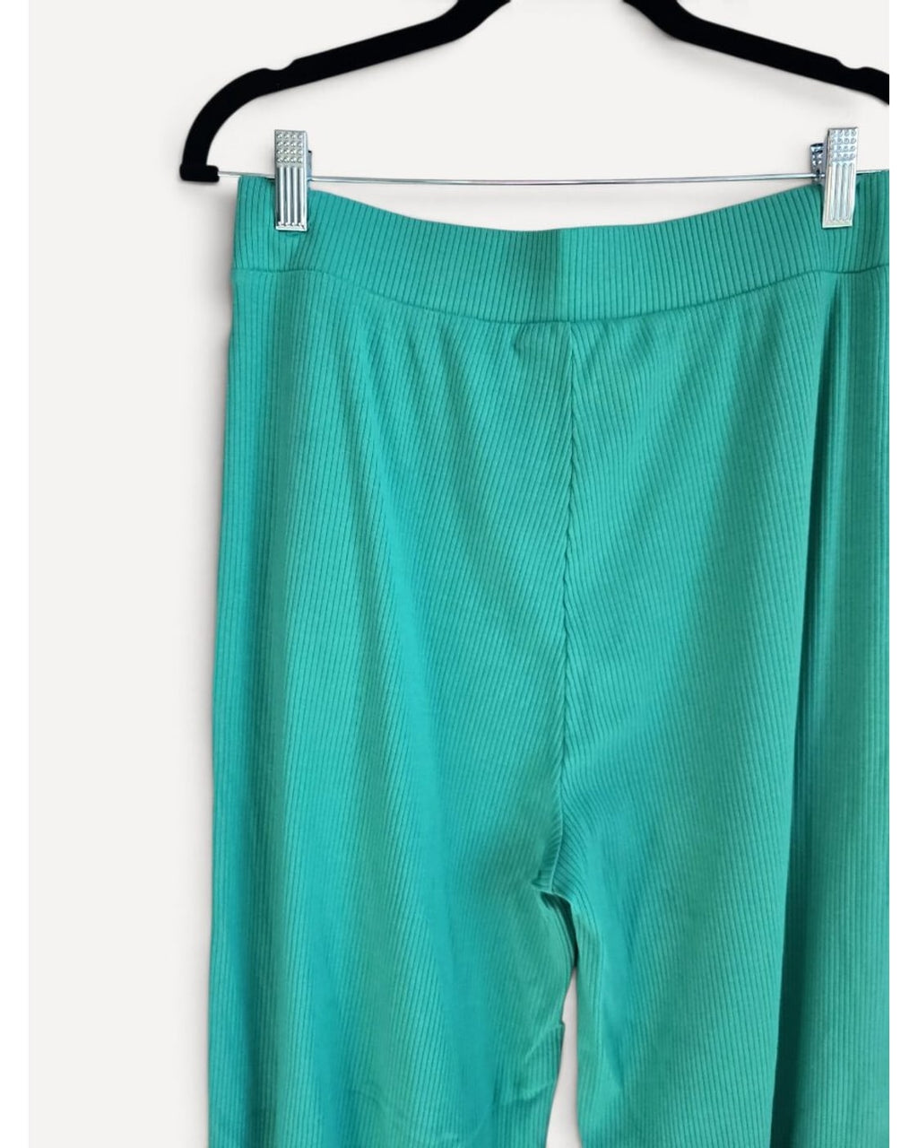 Blue Terez Snap-Ankle Wide Leg Knit Pants, size L – photo 2