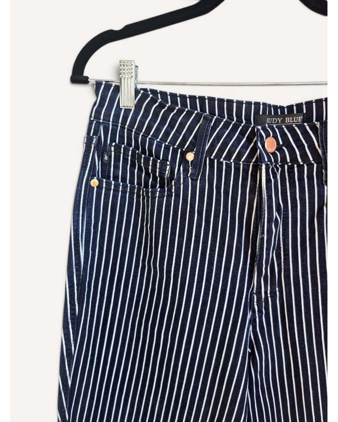Navy Judy Blue Pinstripe Straight Fit Jeans, size 14W – photo 3