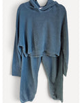 Blue Athleta Waffle Knit Cropped Hoodie Jogger Set, size L