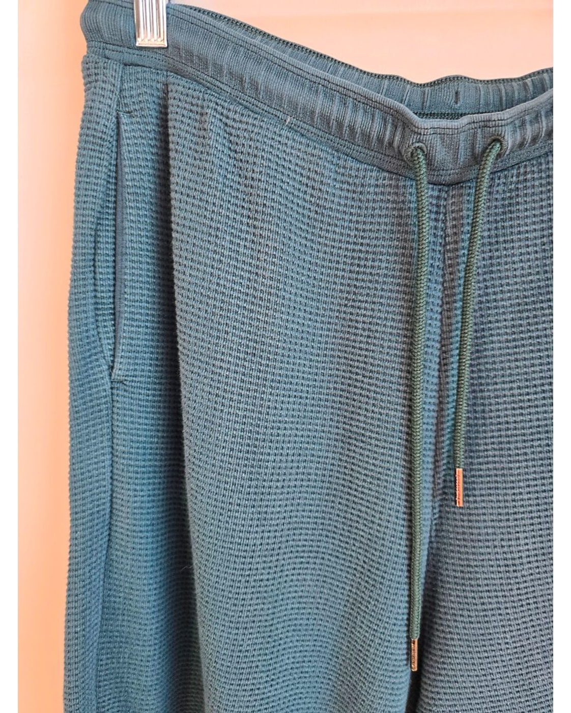 Blue Athleta Waffle Knit Cropped Hoodie Jogger Set, size L – photo 3